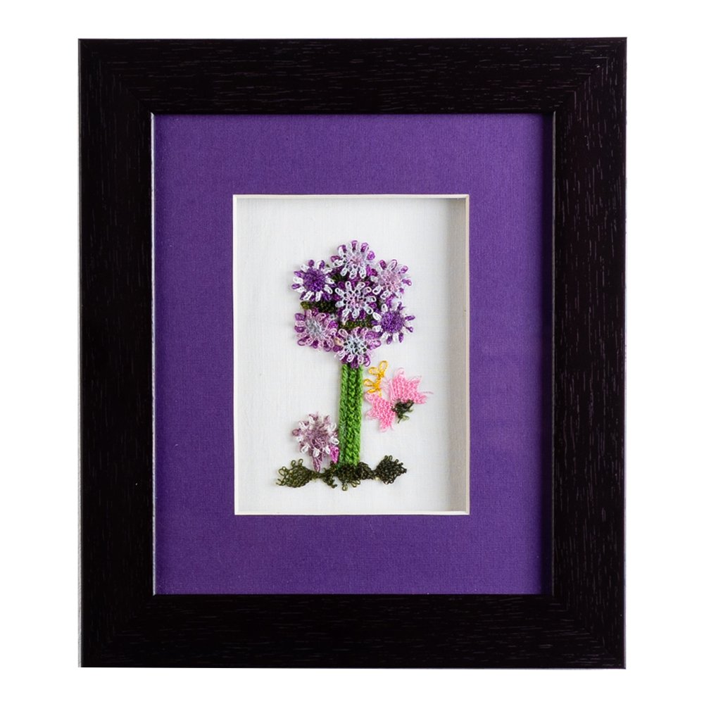 crochet_needlework_tree_framed_pink_purple_butterfly