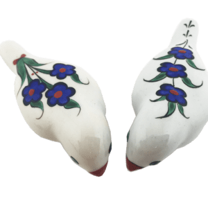 çiçek motifli Çini biblo kuş seti