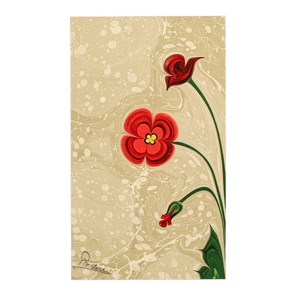 ebru_sanati_gelincik_cicegi_kirmizi_cerceve