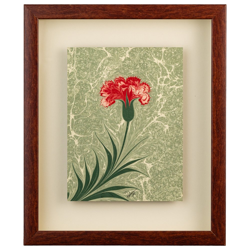 ebru_sanati_karanfil_kirmizi_yaprak